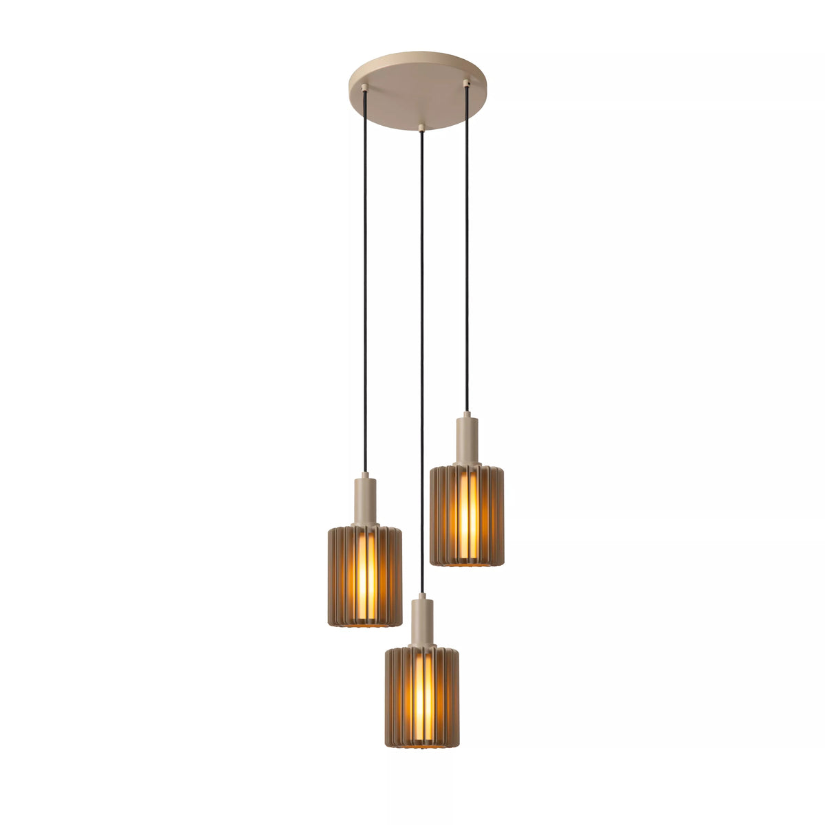 LAMBRES - Pendant light - 3xE27 - Taupe - LUCIDE