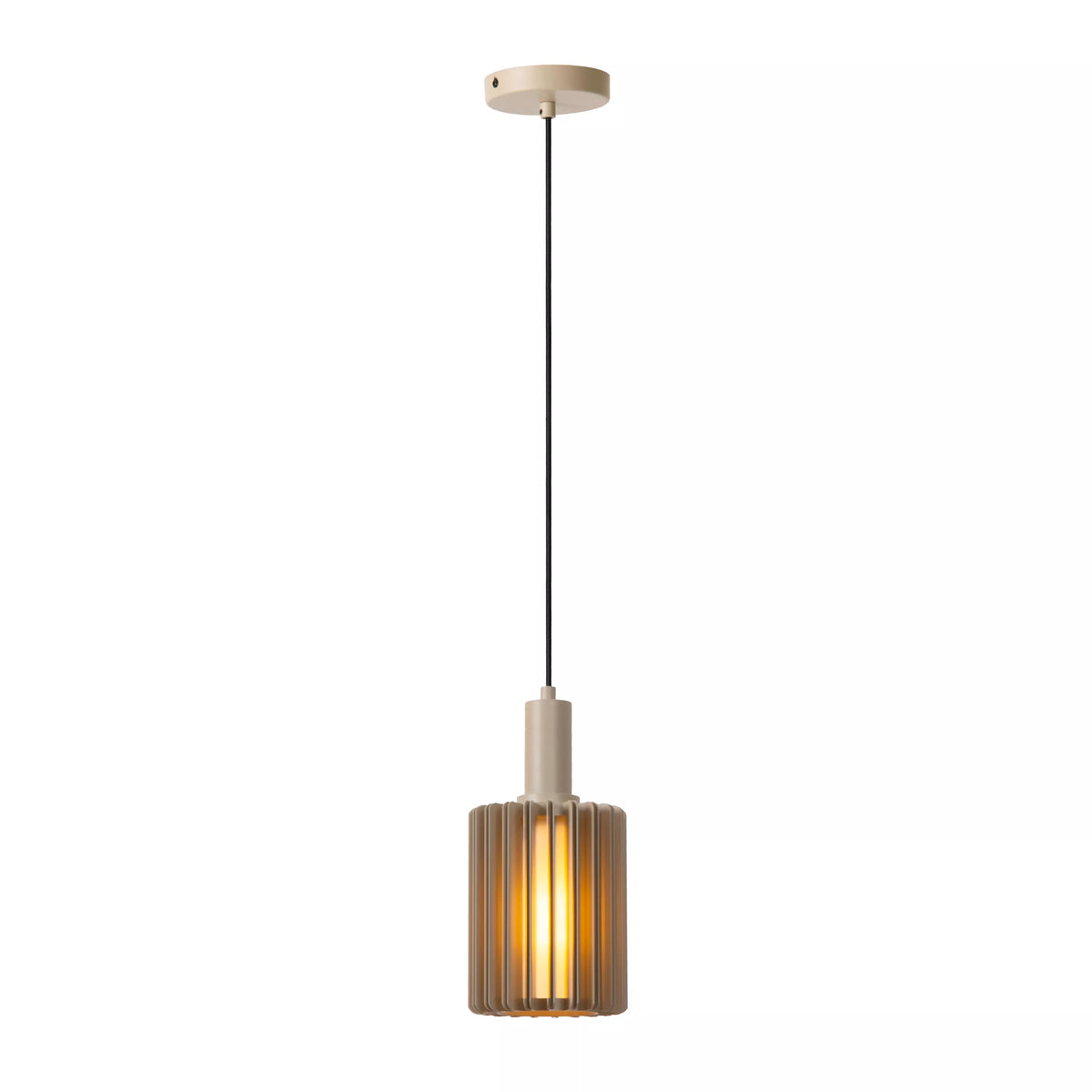 LAMBRES - Pendant light - Ø 15 cm - 1xE27 - Taupe - LUCIDE