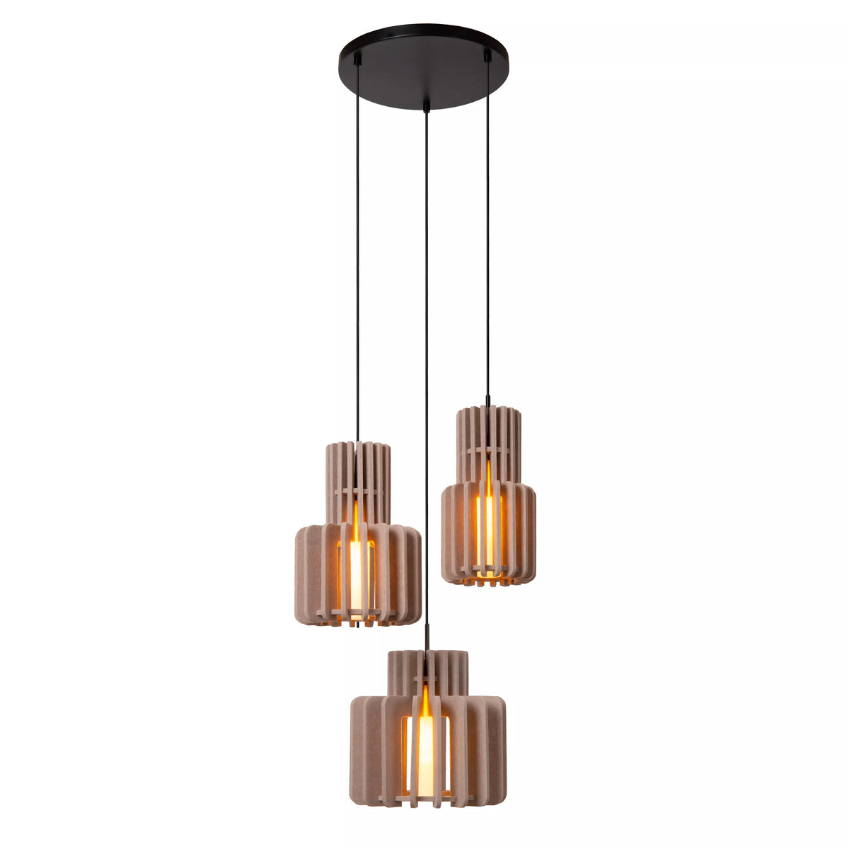 ROLLO - Pendant light - 3xE27 - Taupe - LUCIDE