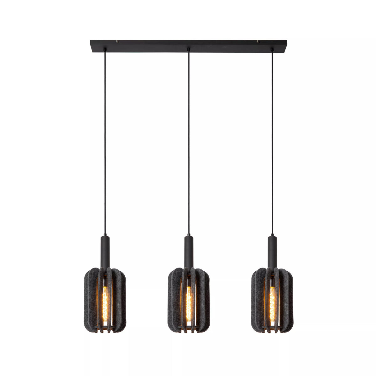 RAFAL - Pendant light - 3xE27 - Grey - LUCIDE