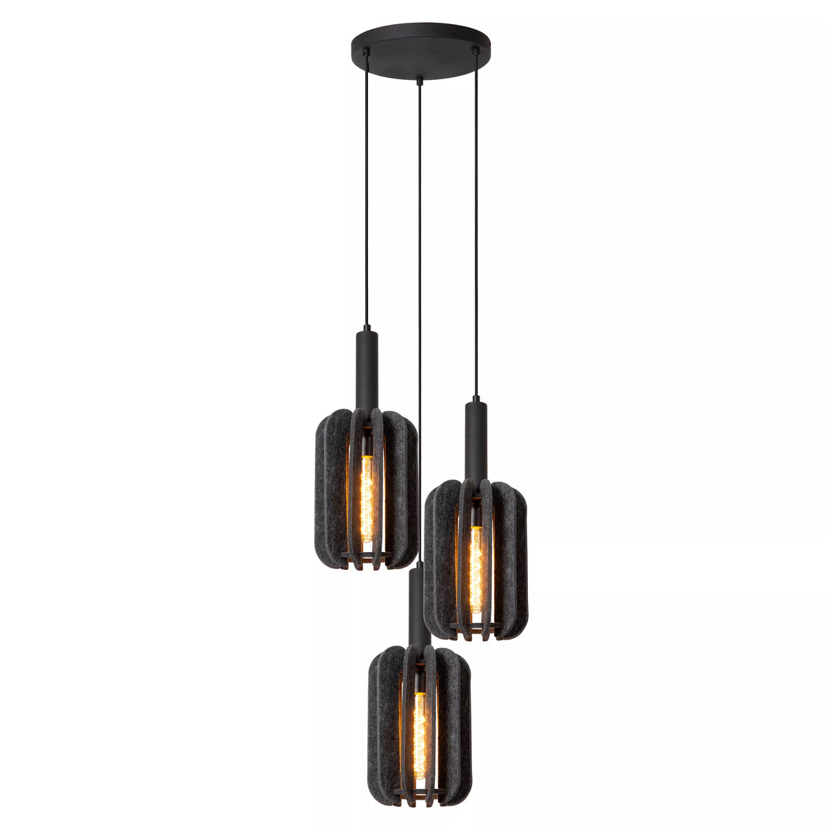 RAFAL - Pendant light - Ø 50 cm - 3xE27 - Grey - LUCIDE