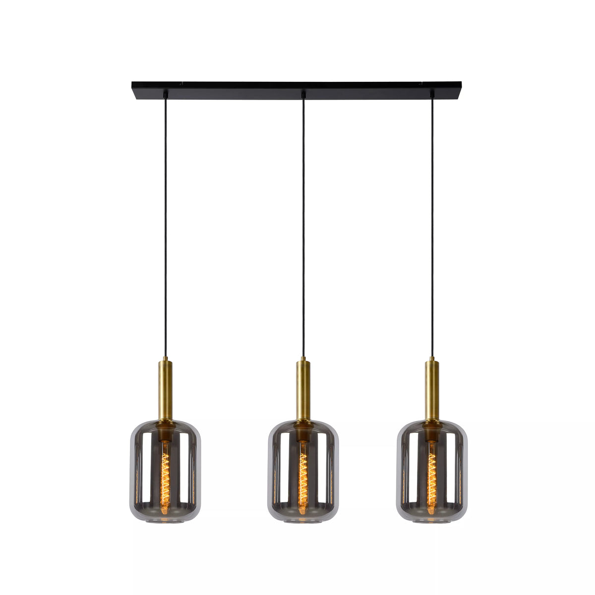 JOANET - Pendant light - 3xE27 - Smoke Grey - LUCIDE