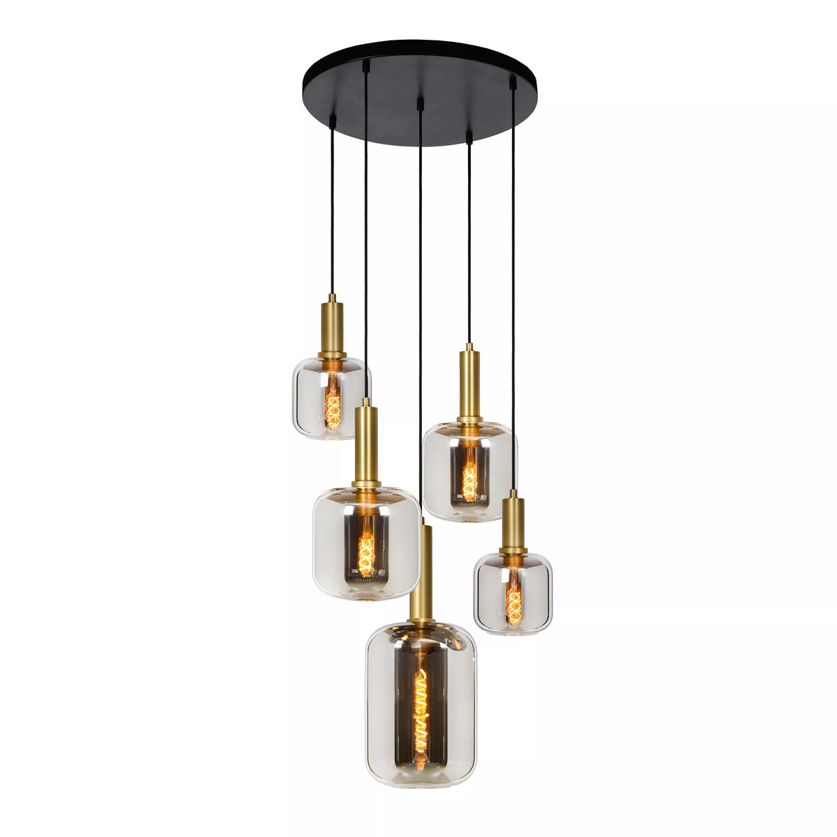 JOANET - Pendant light - Ø 66 cm - 2xE27 - Smoke Grey - LUCIDE