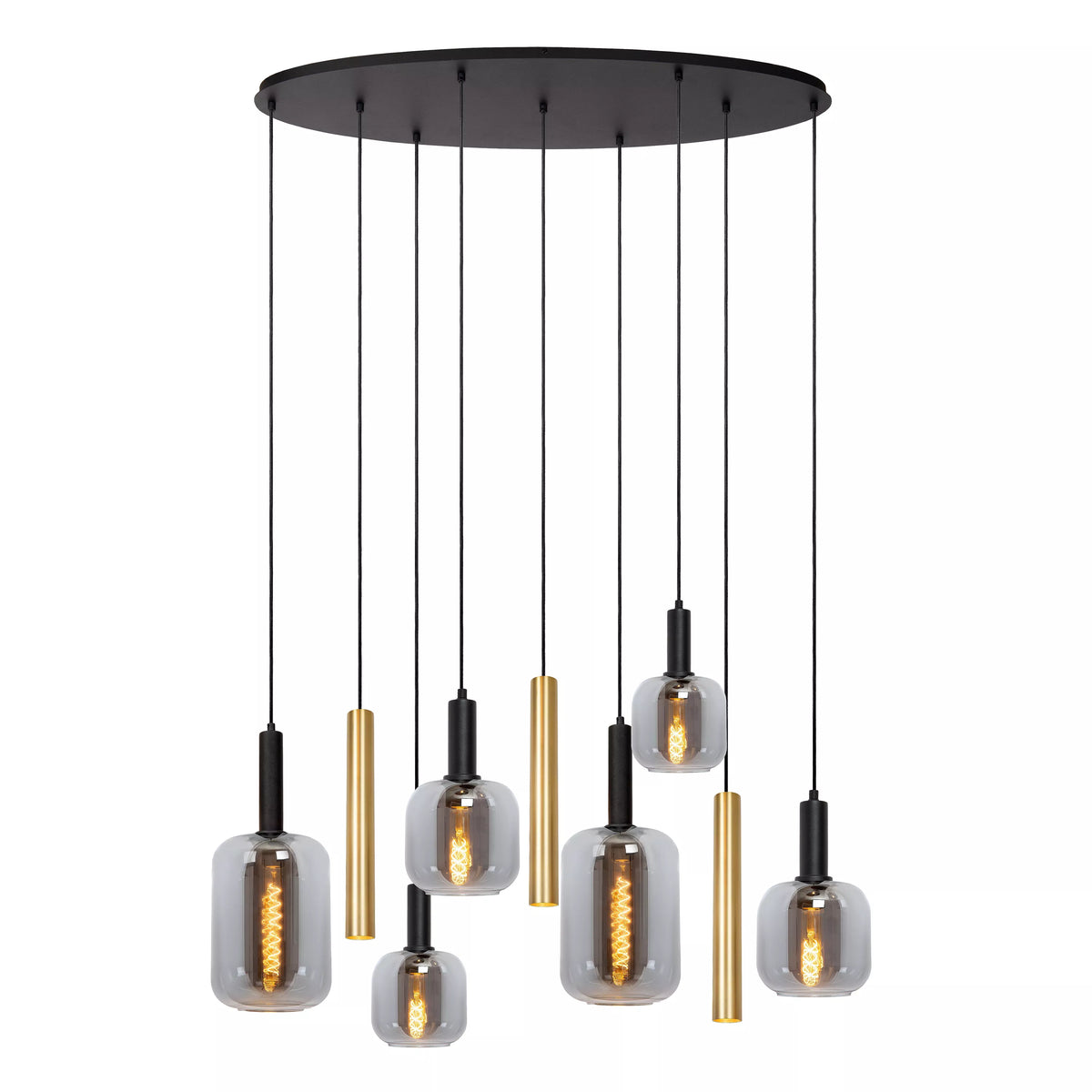 JOANET - Pendant light - 4xE27 & 3xGU10 - Brass - LUCIDE