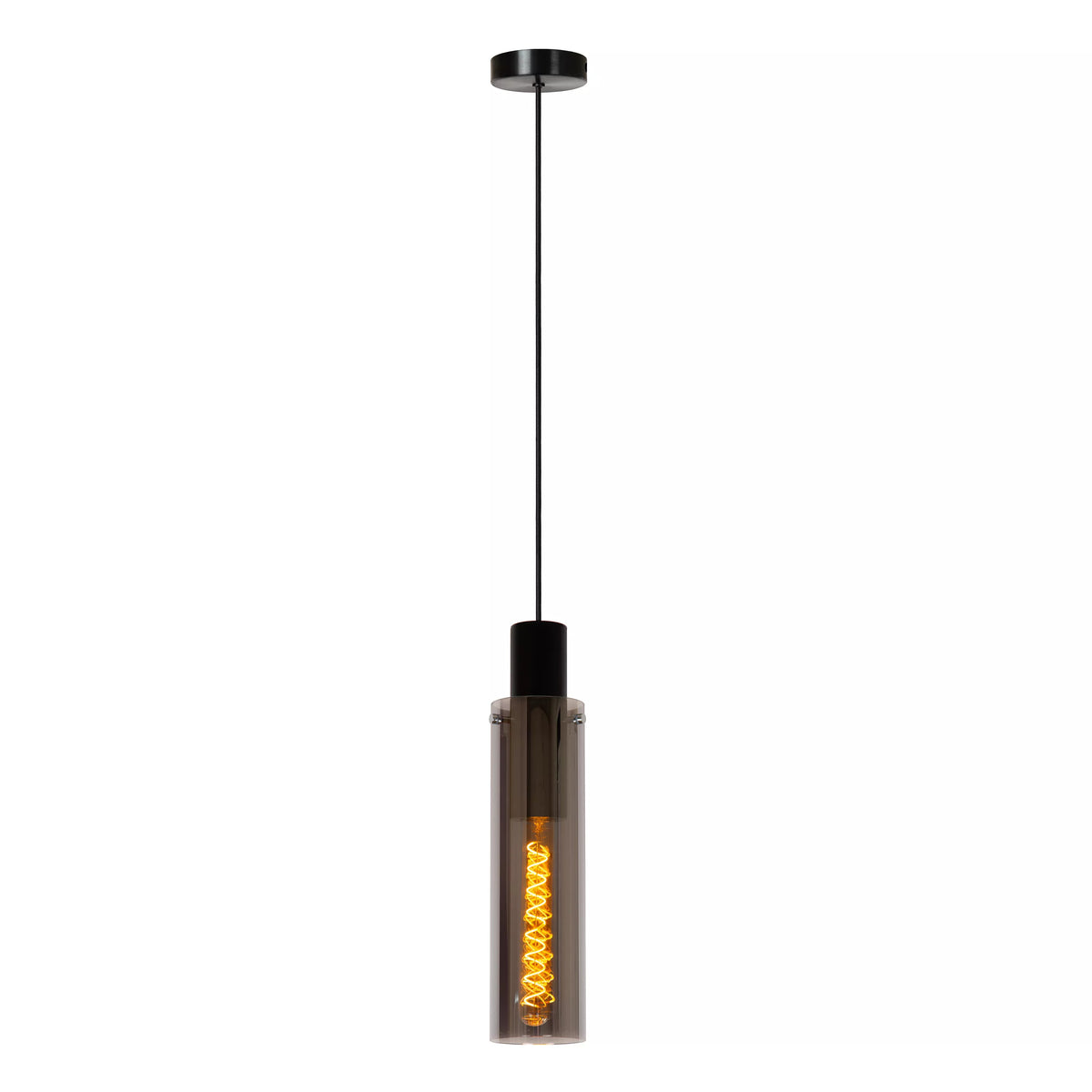 ORLANDO - Pendant light - Ø 10 cm - 1xE27 - Smoke Grey - LUCIDE