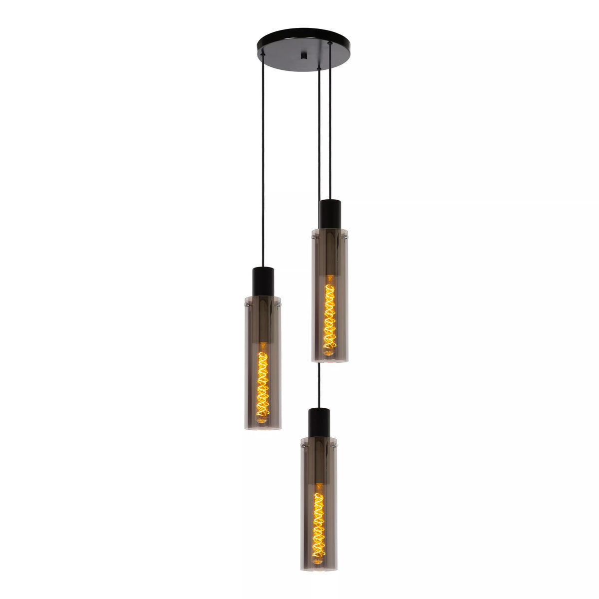 ORLANDO - Pendant light - Ø 32 cm - 3xE27 - Smoke Grey - LUCIDE