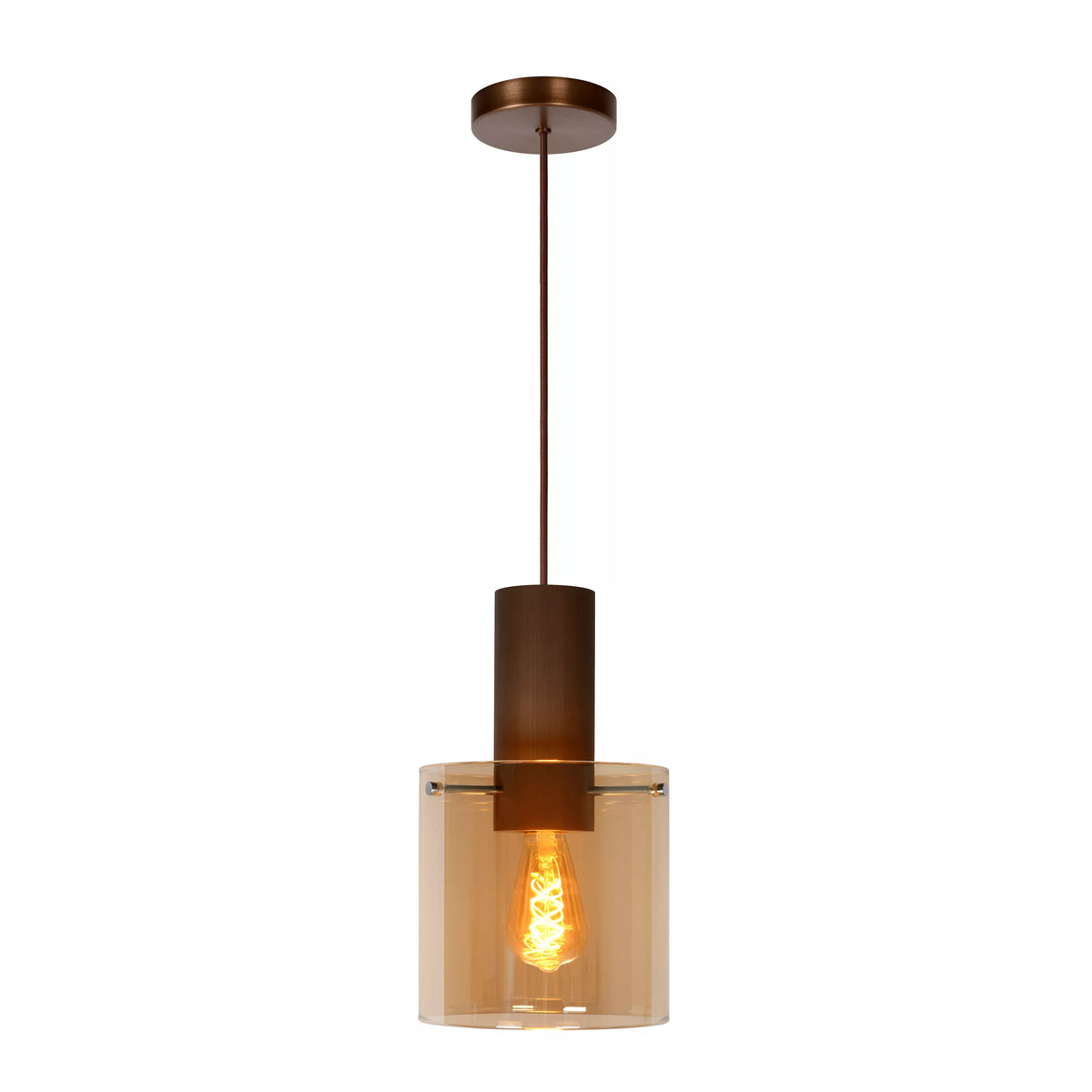 TOLEDO - Pendant light - Ø 20 cm - 1xE27 - Amber - LUCIDE