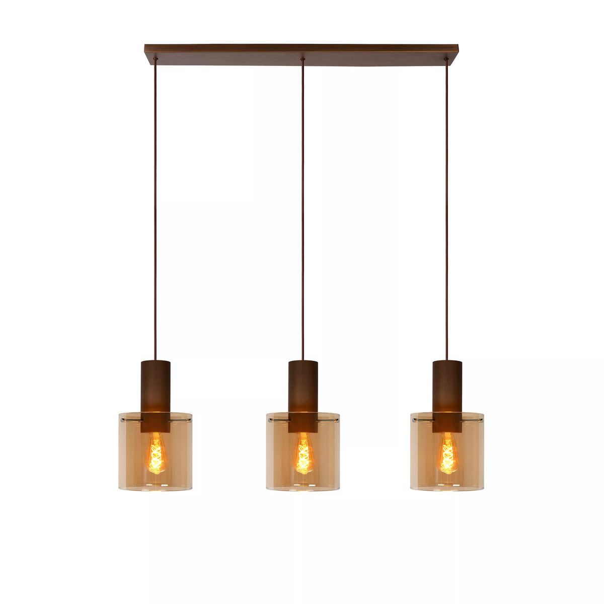 TOLEDO - Pendant light - Ø 20 cm - 3xE27 - Amber - LUCIDE