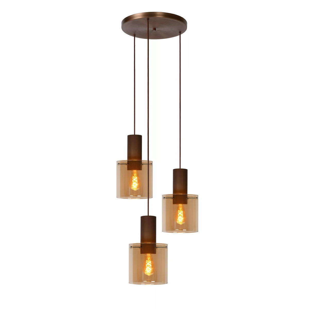 TOLEDO - Pendant light - 3xE27 - Amber - LUCIDE