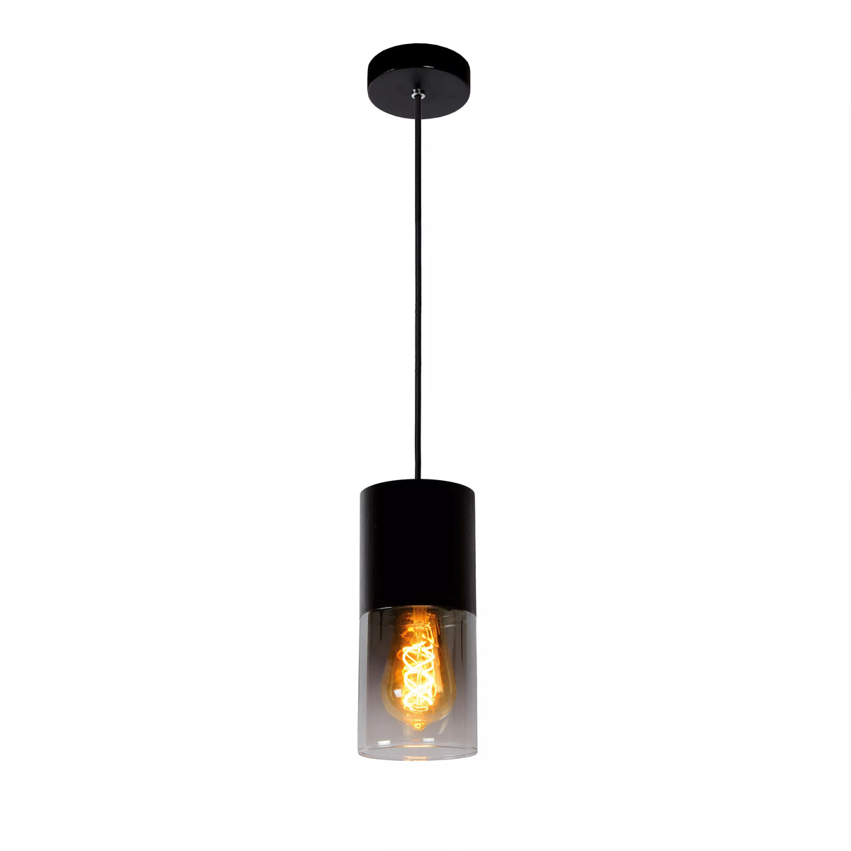 ZINO - Pendant light - Ø 10 cm - 1xE27 - Smoke Grey - LUCIDE