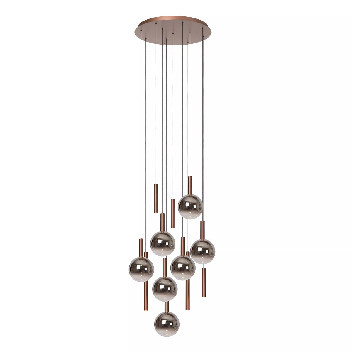 JASMINE - Pendant light - Ø 75 cm - LED Dim. - CCT - 12x4,5W 2200K/3300K - Suitable for double-height spaces and high ceiling - Copper - Premium - LUCIDE
