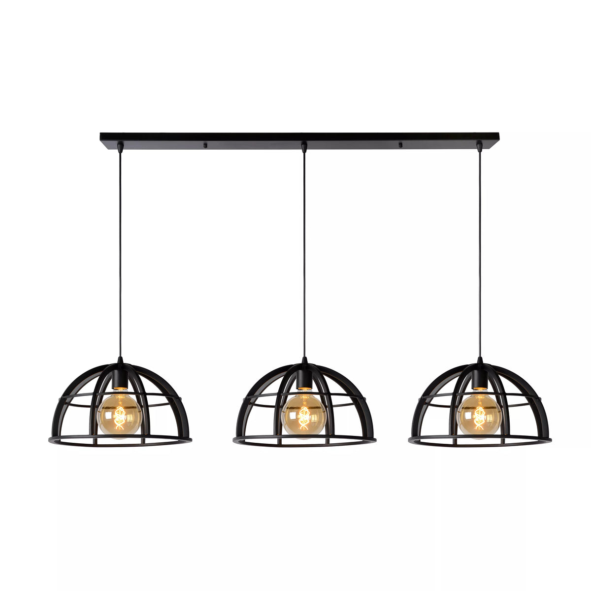 DIKRA - Pendant light - Ø 40 cm - 3xE27 - Black - LUCIDE