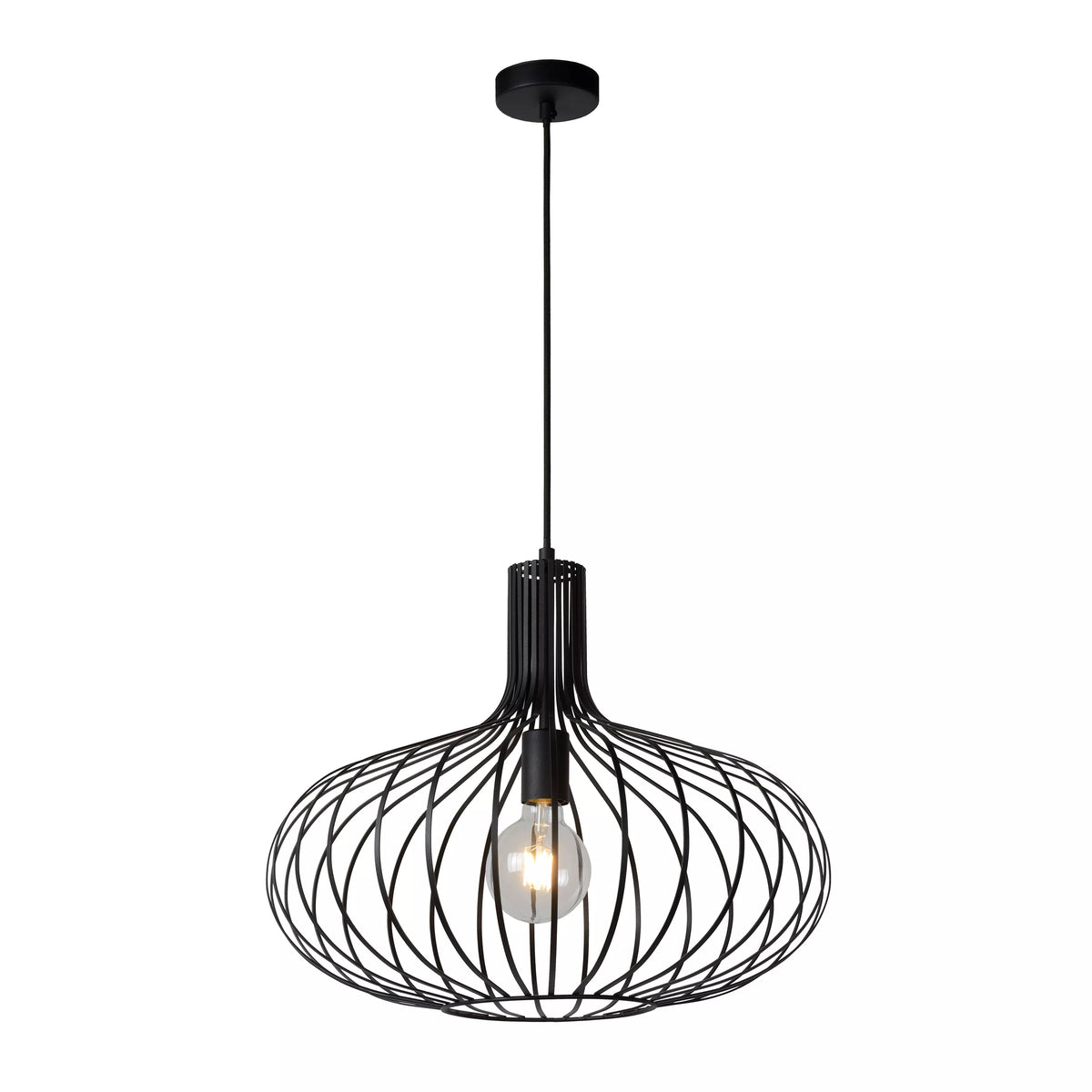 MANUELA - Pendant light - Ø 50 cm - 1xE27 - Black - LUCIDE