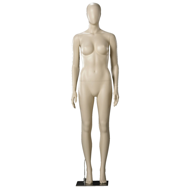 Female mannequin from Darrol with abstract head in a neutral pose.