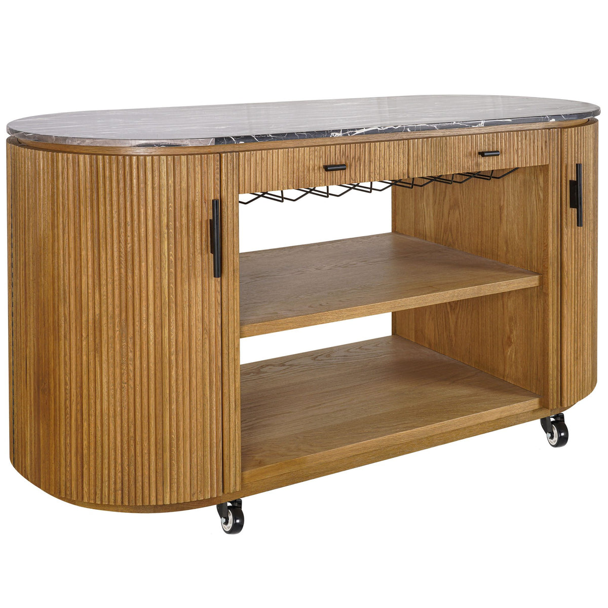 Moretti Buffet Cabinet - Natural Oak - Black Epoxy Marble - KAJA