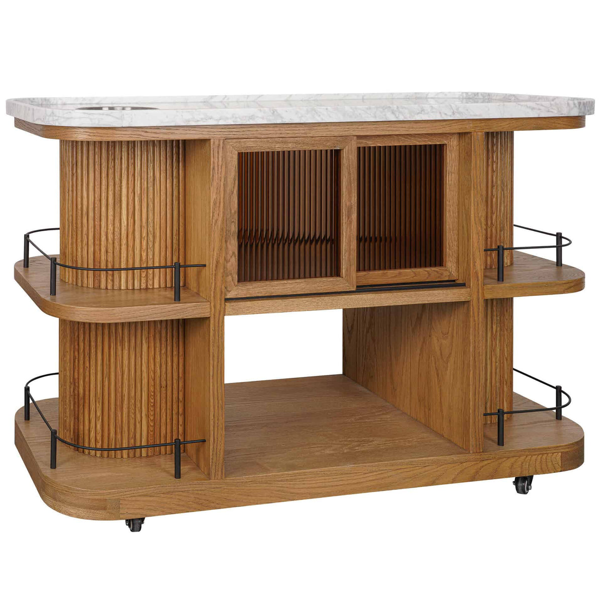 Valentino Trolley - Natural Oak - White Carrara Marble - KAJA