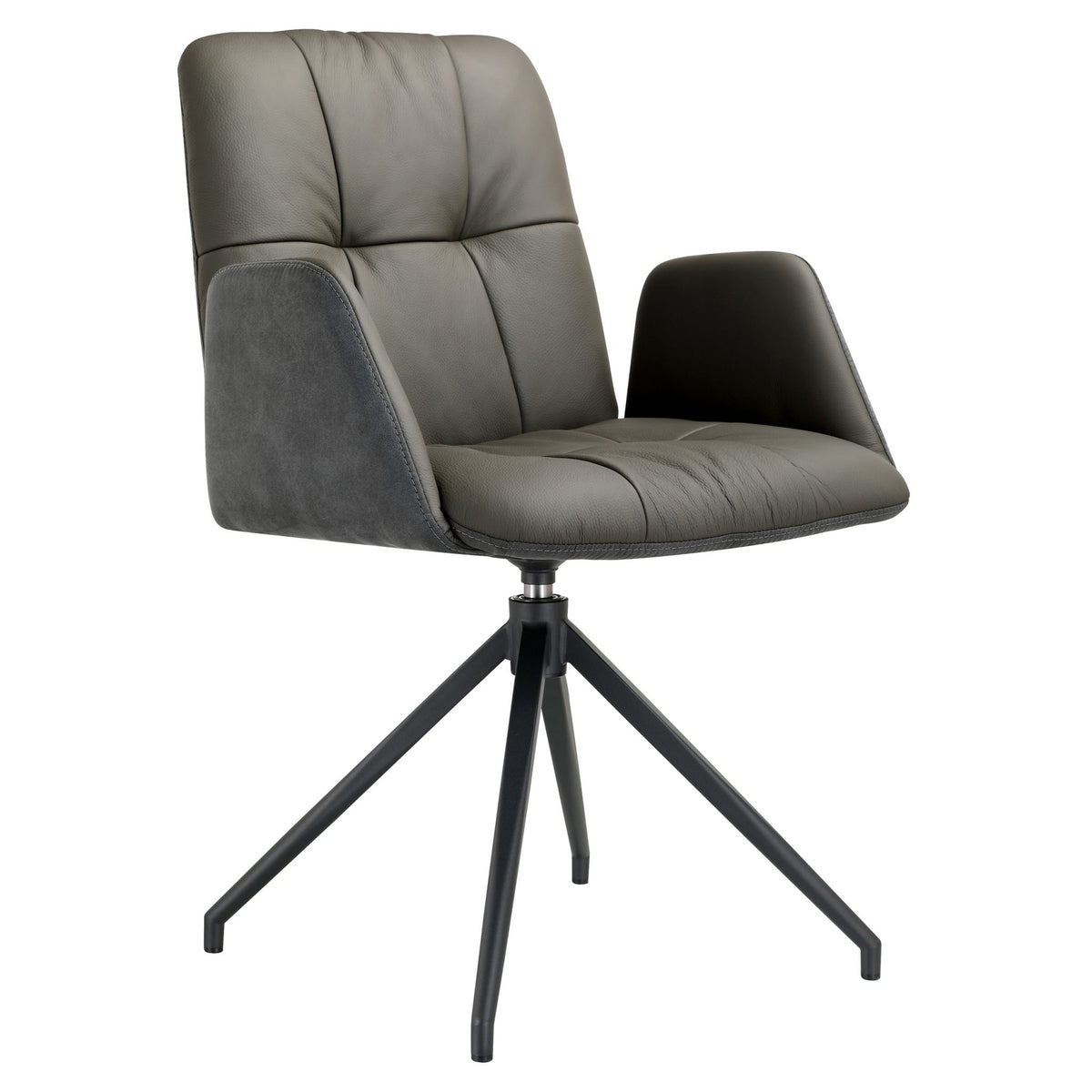 Cleo Armchair - Swivel - Forest Grey Leather - KAJA