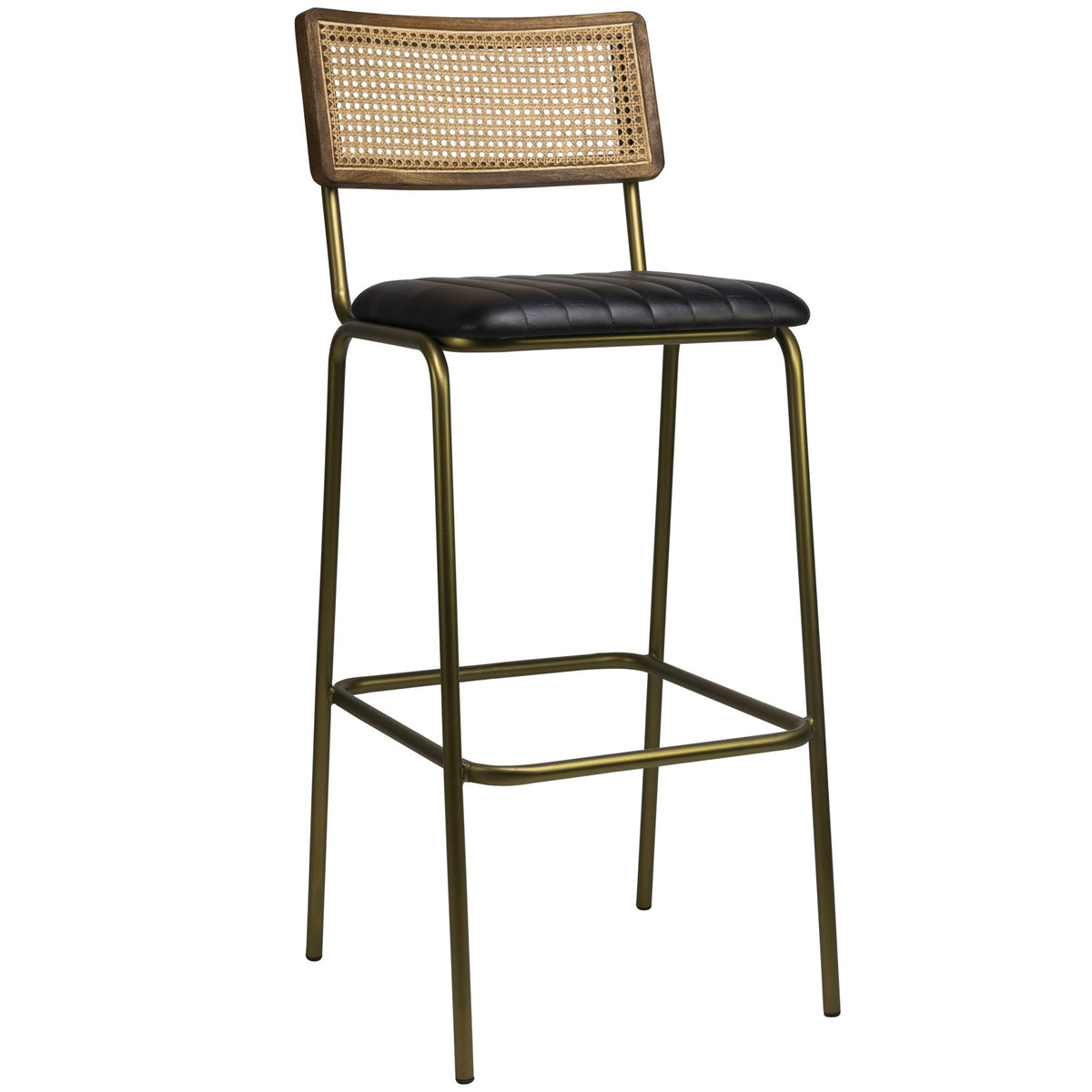 Jens Barstool – Black Leather/Gold Frame - KAJA