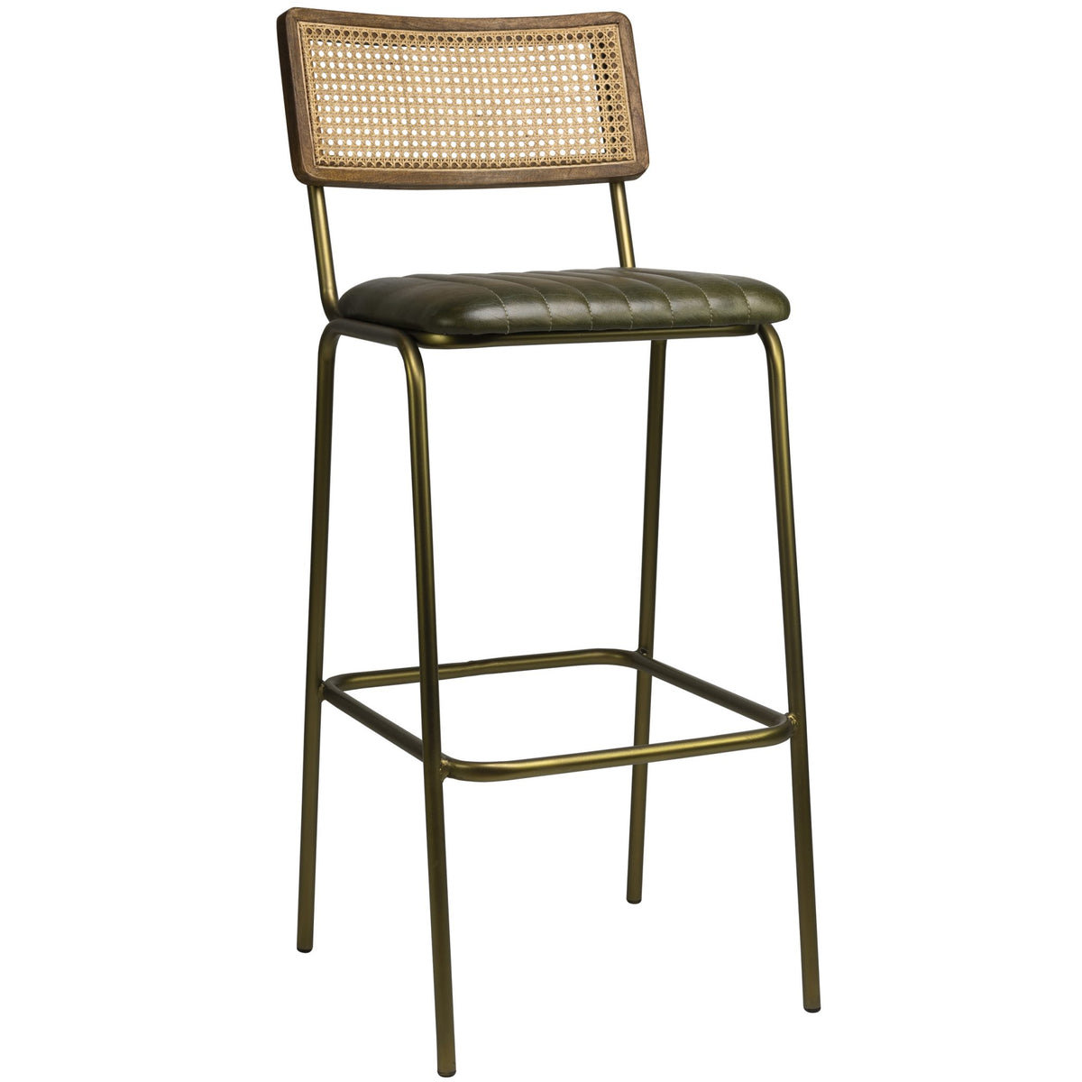 Jens Barstool - Green Leather/Gold Frame - KAJA