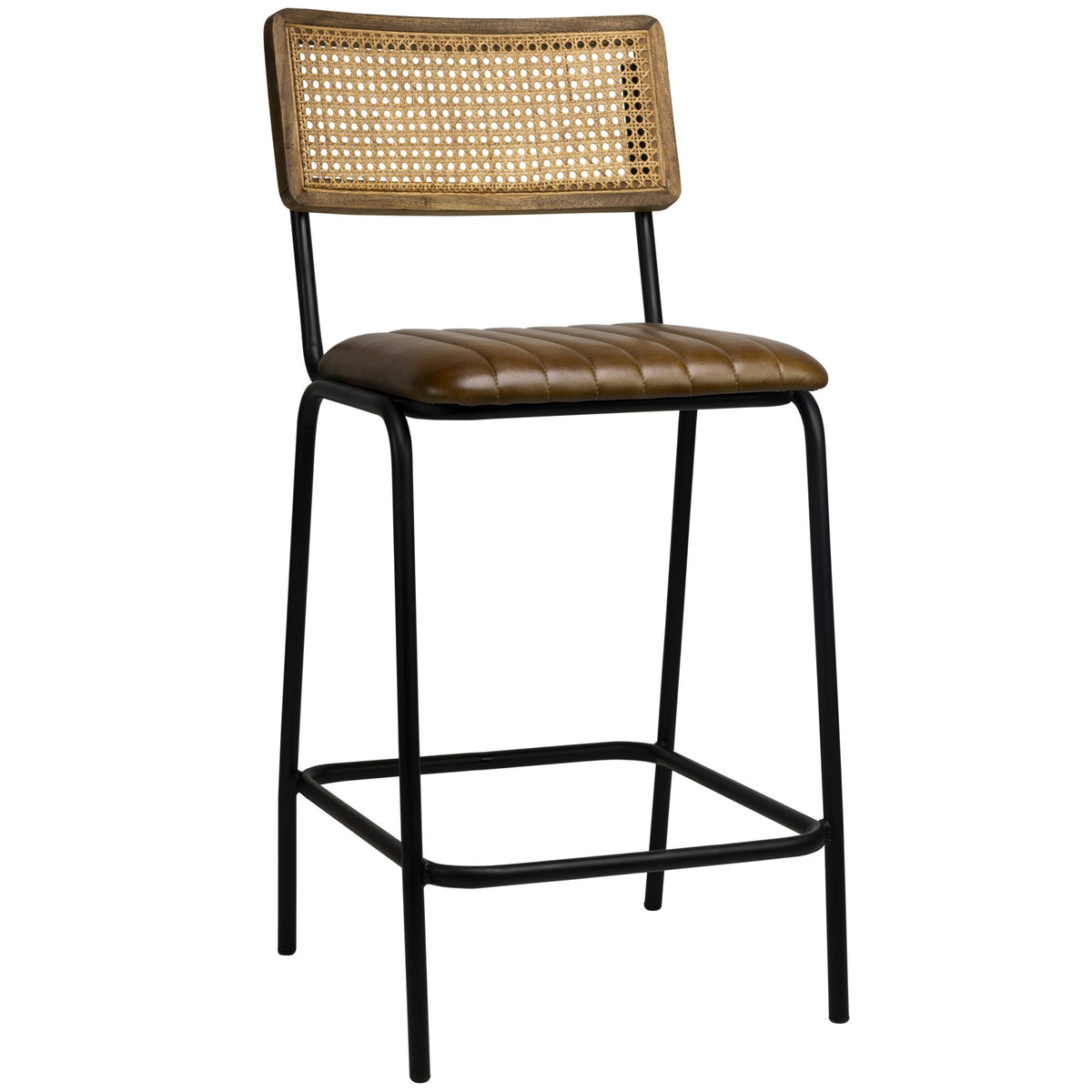 Jens Barstool Low – Cognac/Black Frame - KAJA