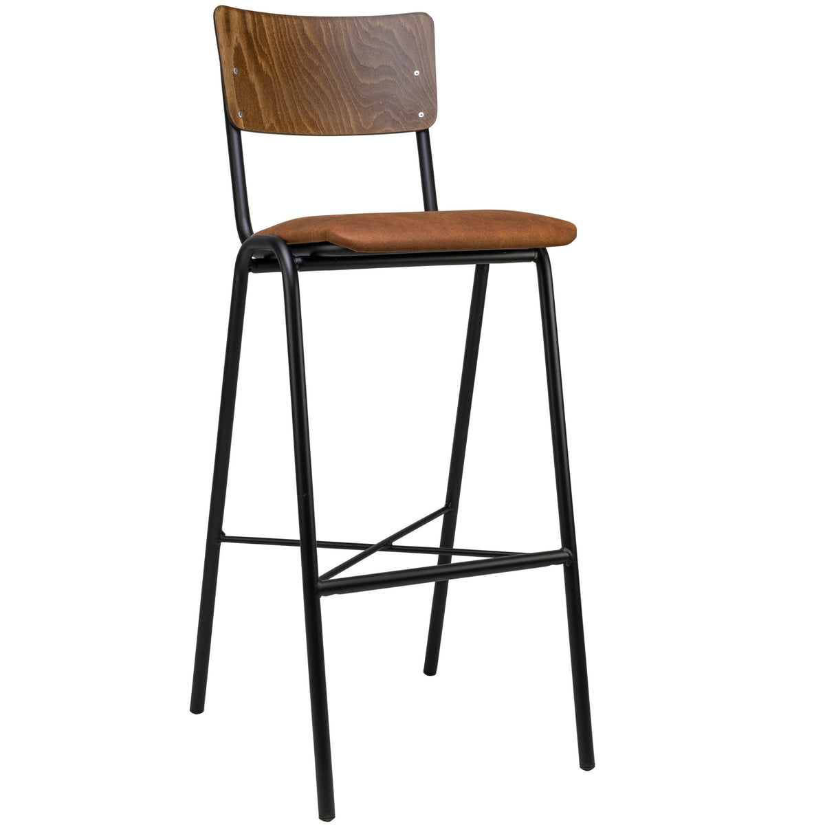 Skool Barstool - Wood/Cognac - KAJA