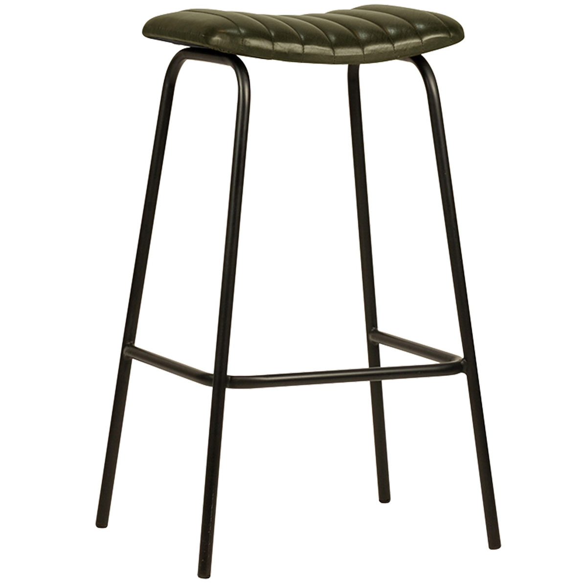 Zavi Stool - Green Leather - KAJA