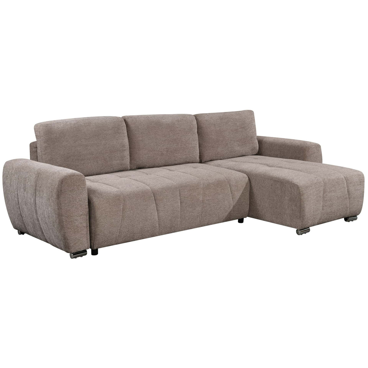 Morgan Sleeper Sofa + Chaise Longue - Brown - KAJA