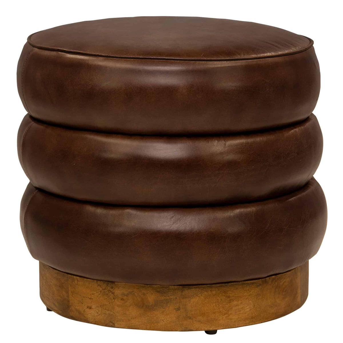Barrel Hocker - Cognac Leather - KAJA