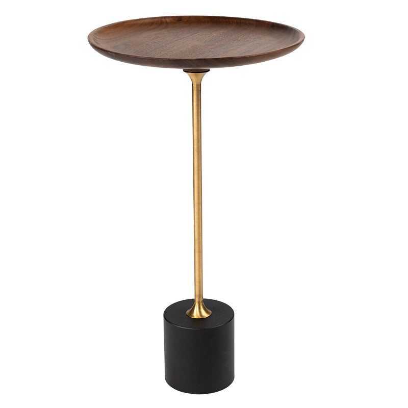 Judge Side Table – ∅28cm – Brass/Walnut - KAJA
