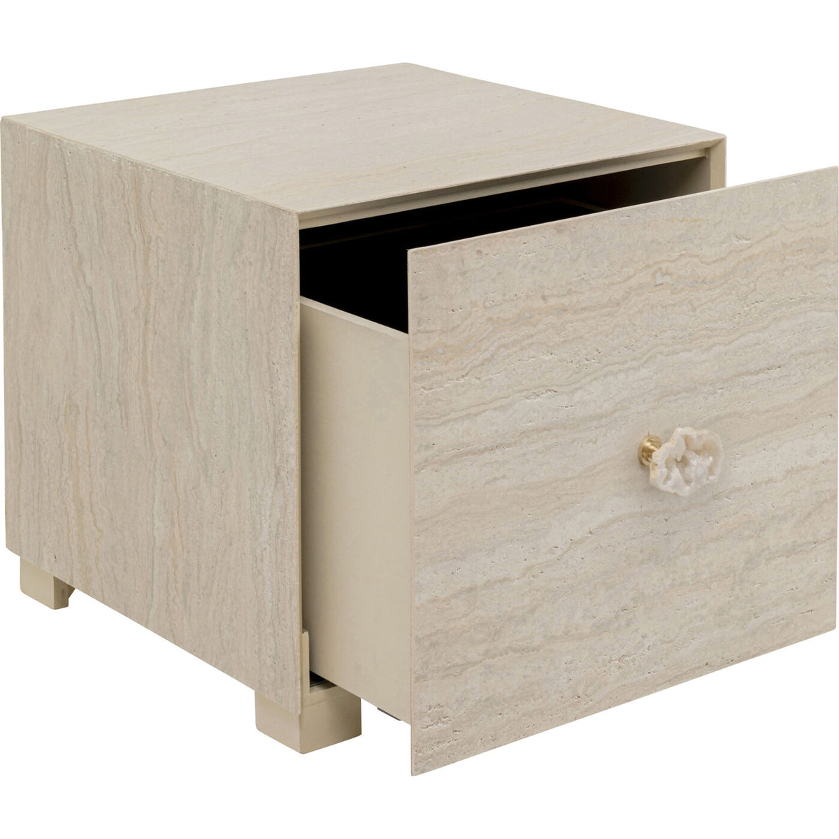 Side Table Travertino Drawer 45x45cm