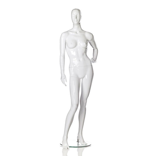 Abstract mannequin for women’s fashion, with a white high-gloss surface -LIN.