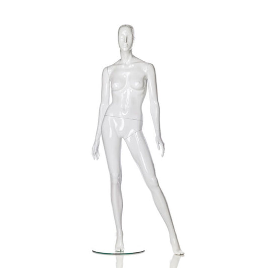 Abstract mannequin for women’s fashion, with a white high-gloss surface - LIN.