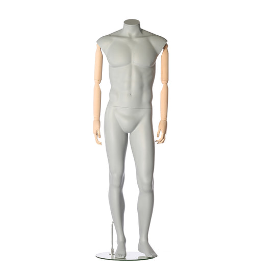 Male mannequin - relaxed pose wooden arms