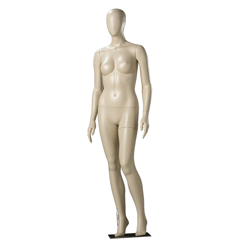 Female mannequin from Darrol with abstract head in a relaxed pose.