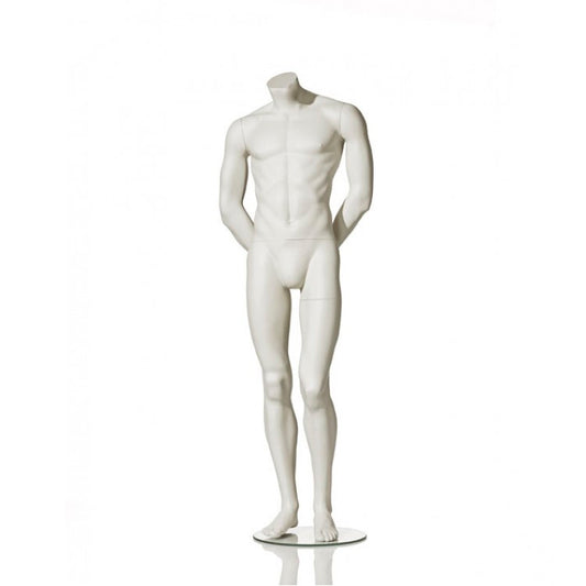 Headless male mannequin from Hindsgaul® with both arms behind the back.