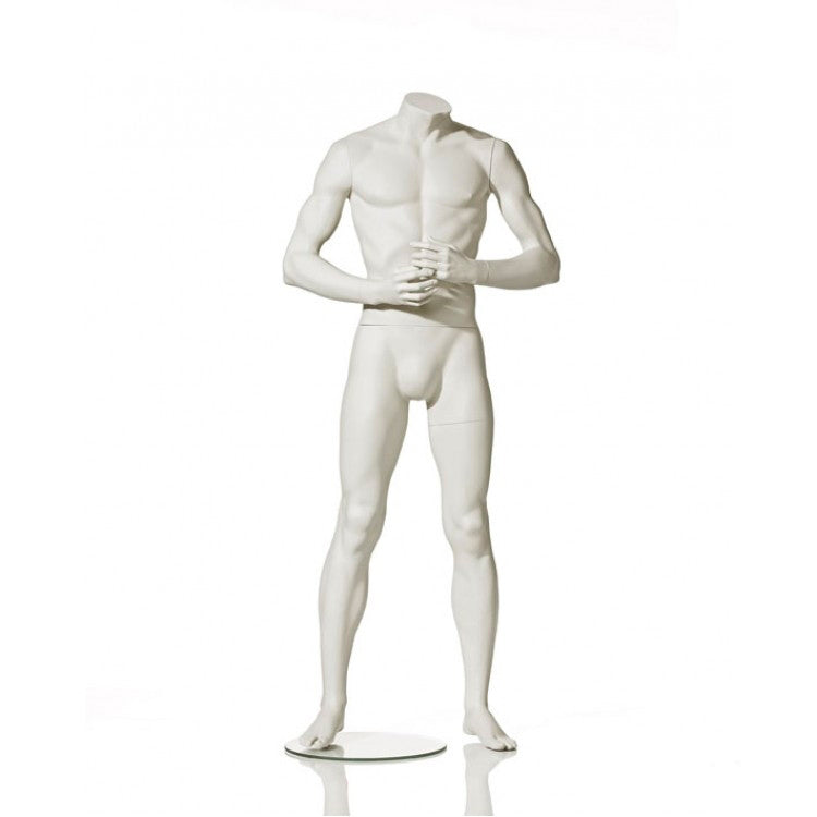 Headless male mannequin from Hindsgaul® with both arms in front of the body.