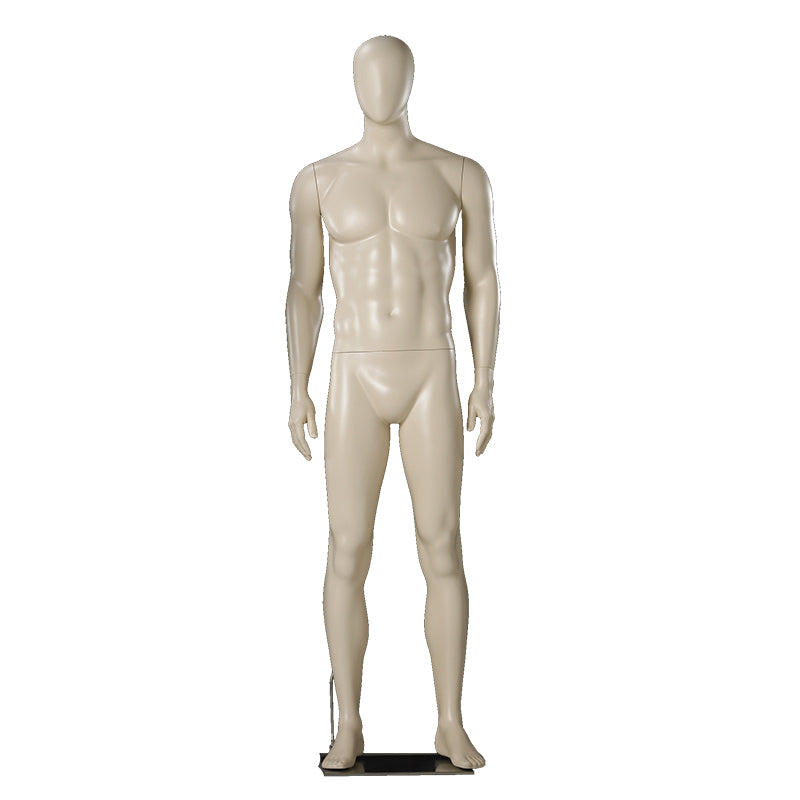 Male mannequin from Darrol with abstract head in a relaxed pose.