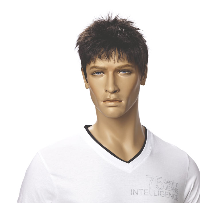 Soft short dark wig from Hindsgaul® for male mannequins.