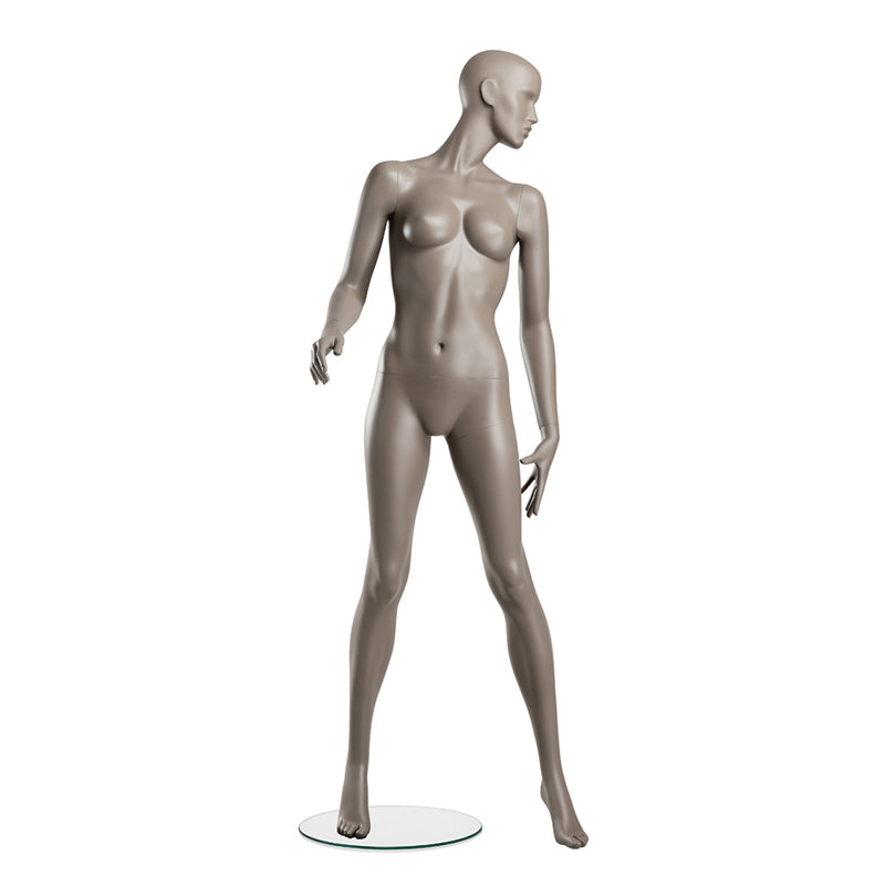 Female mannequin from Hindsgaul® head facing left. COY is a semi-faceless, female mannequin series with 9 poses reflecting a confident and feminine attitude.