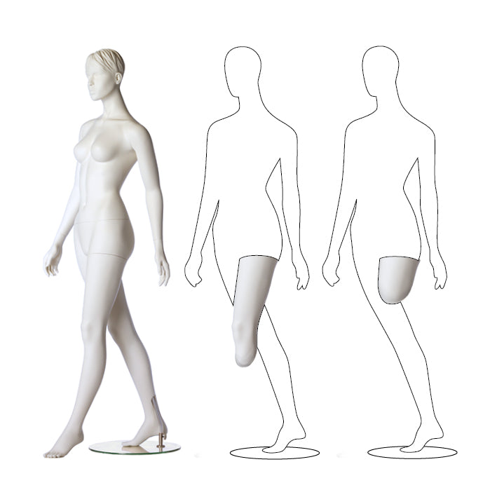 Female mannequin from the Orthopaedic Collection. A stylistic mannequin with abstract head designed specifically to present prosthetic items - Hindsgaul