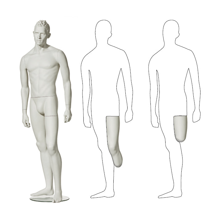 Male mannequin from the Orthopaedic Collection. A stylistic mannequin designed specifically to present prosthetic items - Hindsgaul.