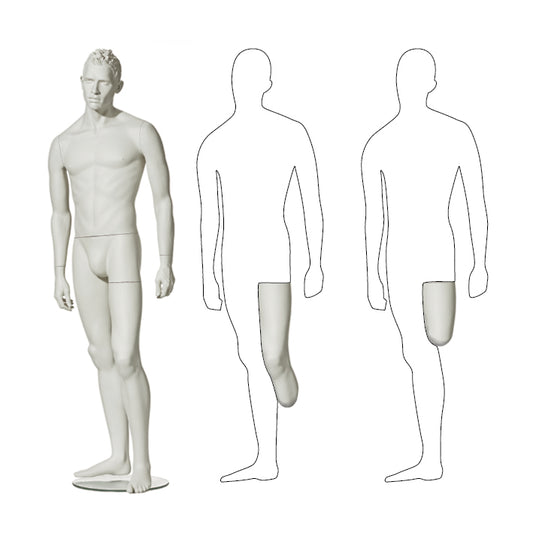 Male mannequin from the Orthopaedic Collection. A stylistic mannequin designed specifically to present prosthetic items - Hindsgaul.